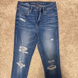 American Eagle Outfitters Women's Distressed Skinny Jeans - Blue